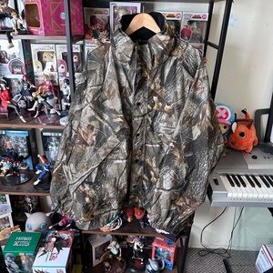 Field & Stream Camo Jacket Green Camouflage XXL Hidden Hood